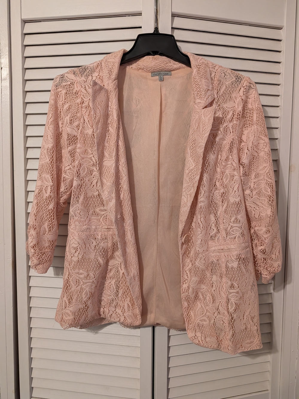 Charlotte Russe Blush Pink Lace Blazer